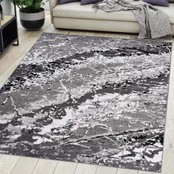 Makro Abra Kusový koberec moderní MAYA Q543D šedý bílý Rozměr: 130x190 cm