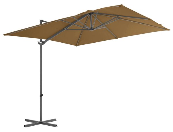 Boční zahradní slunečník s ocelovou tyčí taupe 250 x 250 cm