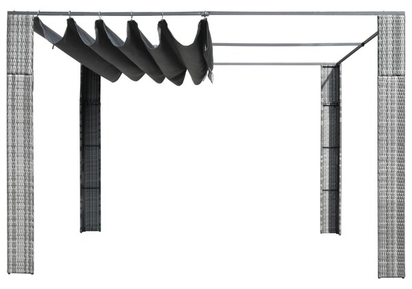 Altán se střechou polyratan 300x300x200 cm šedý a antracitový