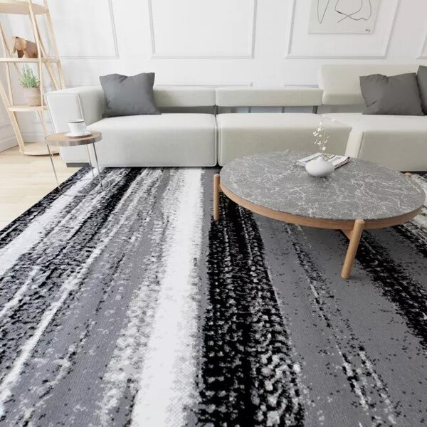 Makro Abra Kusový koberec moderní MAYA Pruhy Q542A šedý Rozměr: 80x150 cm