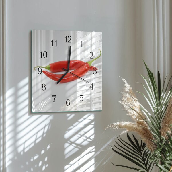 Skleněné hodiny na stěnu Chilli paprička zskc-30x30-00177245