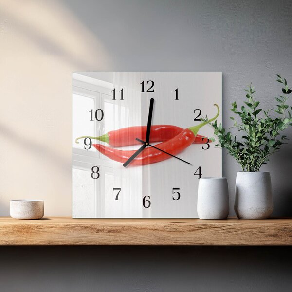 Skleněné hodiny na stěnu Chilli paprička zskc-30x30-00177245