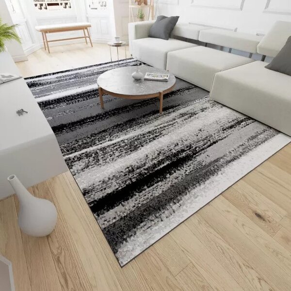 Makro Abra Kusový koberec moderní MAYA Pruhy Q542A šedý Rozměr: 80x150 cm