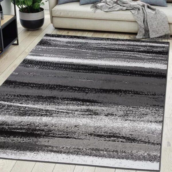 Makro Abra Kusový koberec moderní MAYA Pruhy Q542A šedý Rozměr: 80x150 cm