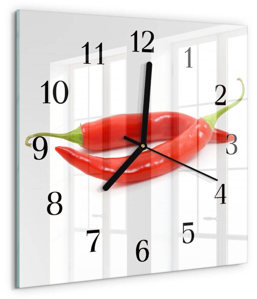 Skleněné hodiny na stěnu Chilli paprička zskc-30x30-00177245