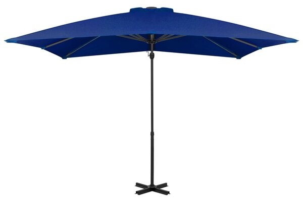 Boční zahradní slunečník s hliníkovou tyčí azurový 250 x 250 cm