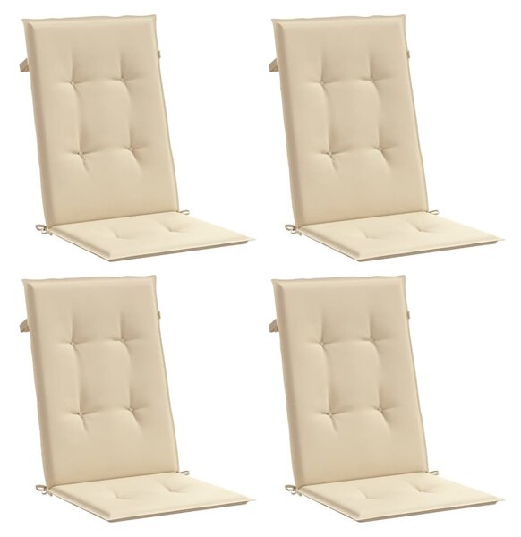 Podušky na židli vysoké opěradlo 4 ks béžové 120x50x3 cm textil
