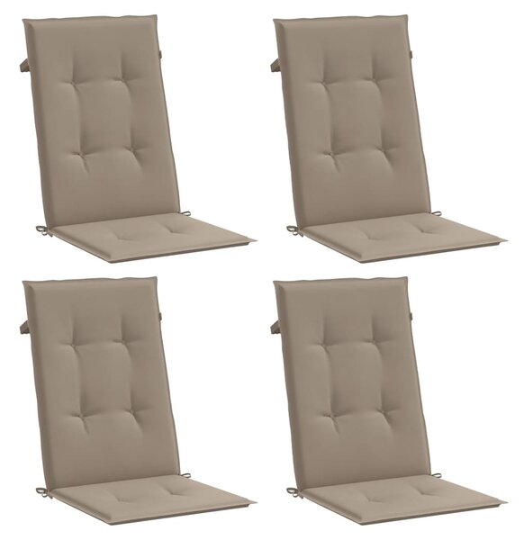 Podušky na židli vysoké opěradlo 4 ks taupe 120x50x3 cm textil