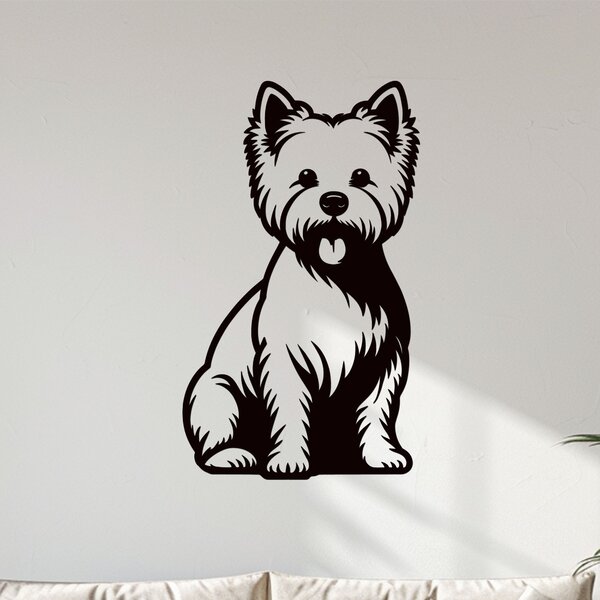 Dřevěný obraz West highland white teriéra | Rozměry (cm): 24x40 | Zvolte barvu dekoru: Černá
