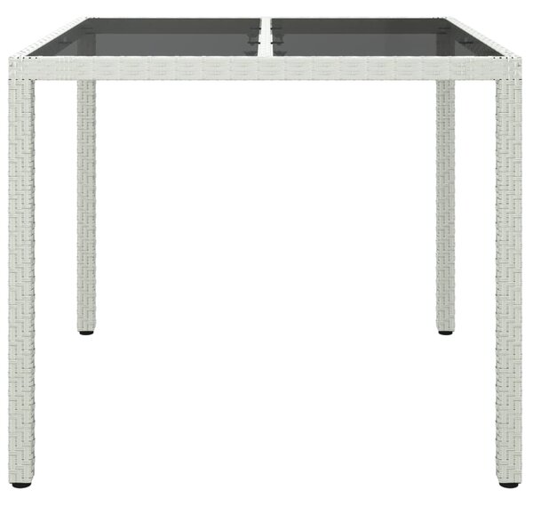 Zahradní stůl 90 x 90 x 75 cm tvrzené sklo a polyratan bílý
