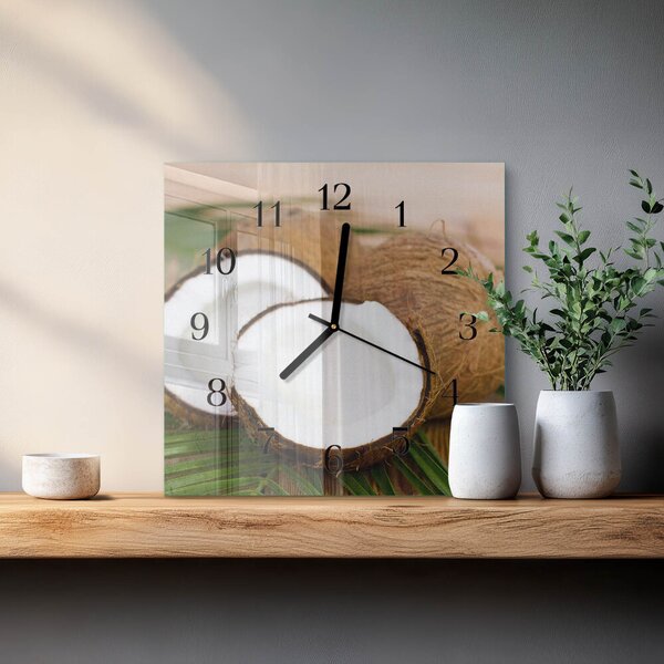 Skleněné hodiny na stěnu Kokosové ořechy zskc-30x30-00179196