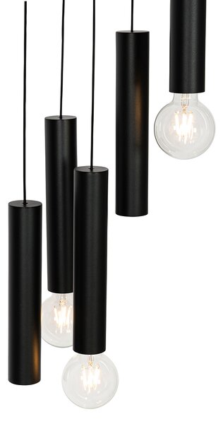 Designové závěsné svítidlo černé kulaté 7-světlo - Tuba