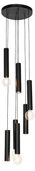 Designové závěsné svítidlo černé kulaté 7-světlo - Tuba