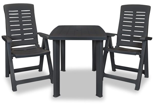 3dílný bistro set plastový antracitový