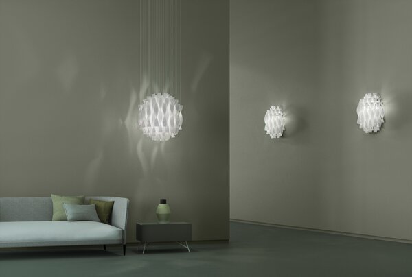 Axolight Aura, luxusní závěsné svítidlo z bílého muránského skla, 2x250W E27, prům. 60cm, délka 320cm
