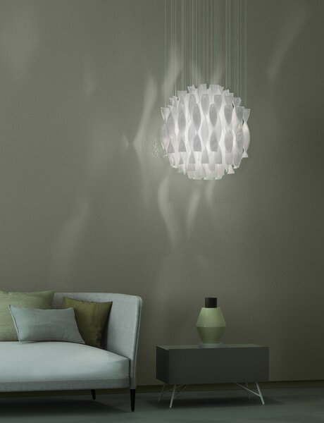 Axolight Aura, luxusní závěsné svítidlo z bílého muránského skla, 1x150W E27, prům. 47cm, délka 160cm