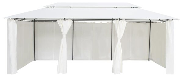 Zahradní altán se závěsy 600 x 298 x 270 cm bílý 180 g/m²