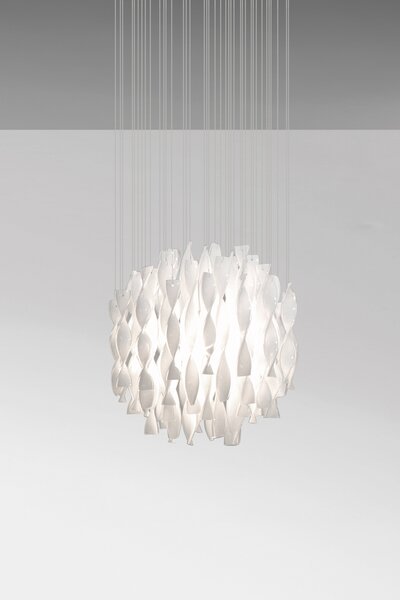 Axolight Aura, luxusní závěsné svítidlo z bílého muránského skla, 1x150W E27, prům. 60cm, délka 160cm