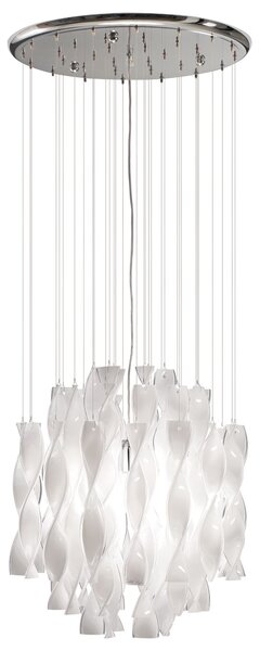 Axo light SPAURA45BCCRE27 Aura, luxusní závěsné svítidlo z bílého muránského skla, 1x150W E27, prům. 47cm, délka 160cm