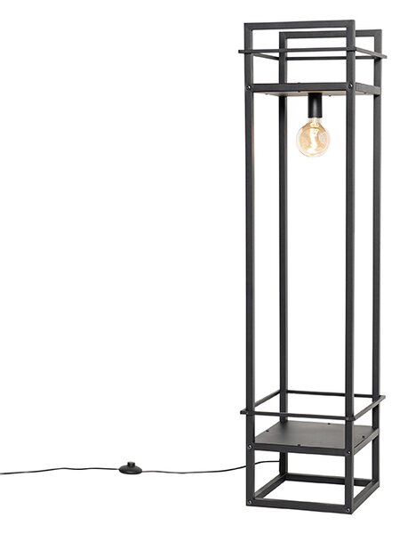 Průmyslová stojací lampa černá - Cage Rack