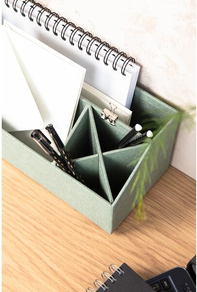 Zelený kartonový organizér na psací potřeby Elisa Canvas Paper Laminate – Bigso