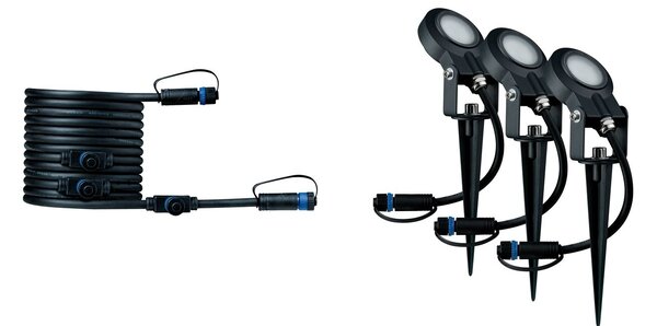 Paulmann 93689 Plug&Shine Sting, rozšiřovací set zahradních reflektorů 3x6W LED 3000K stmívatelné, IP67