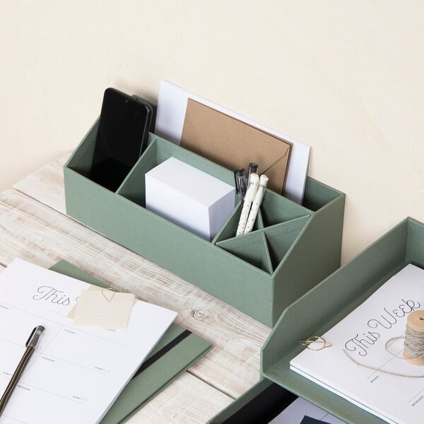 Zelený kartonový organizér na psací potřeby Elisa Canvas Paper Laminate – Bigso