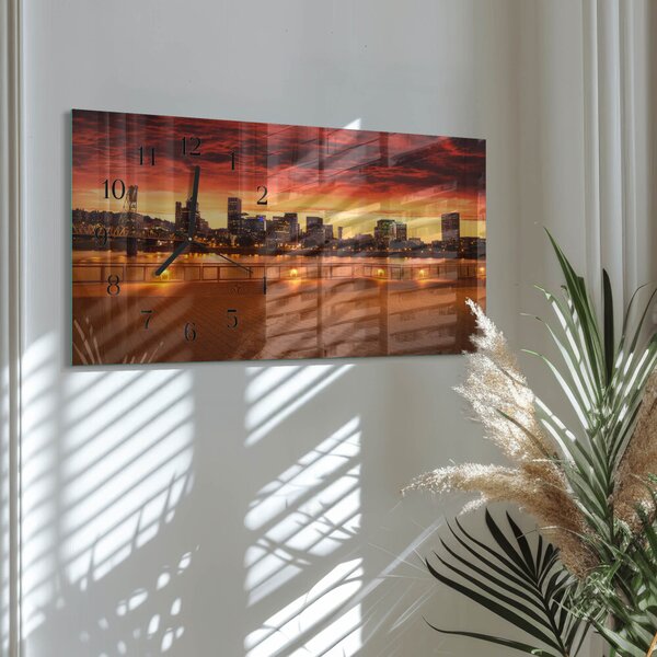 Skleněné hodiny horizontální Západ slunce zsppc-60x30-00295359