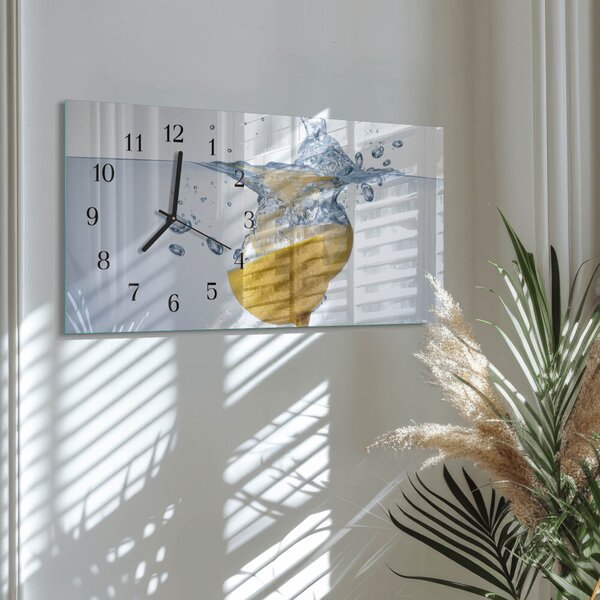 Skleněné hodiny horizontální Citron ve vodě zsppc-60x30-00295338