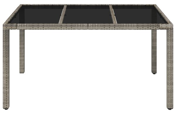 Zahradní stůl se skleněnou deskou šedý 150x90x75 cm polyratan