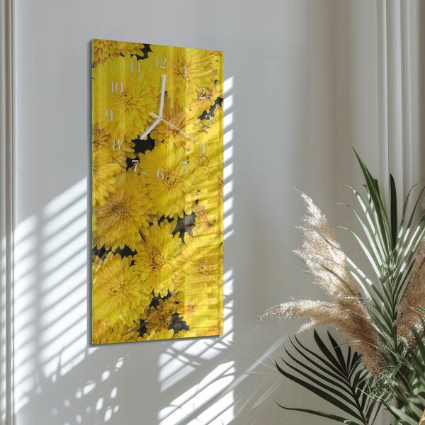 Skleněné hodiny vertikální Květiny zsppb-30x60-00083483