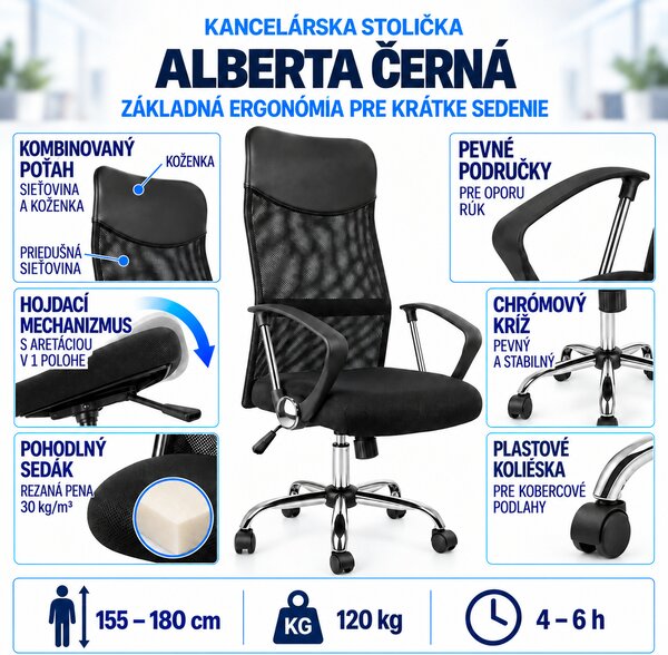 Mercury kancelářská židle Alberta černá