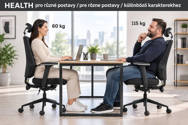 Zdravotní ergonomická kancelářská židle MERCURY HEALTH s podhlavníkem –
