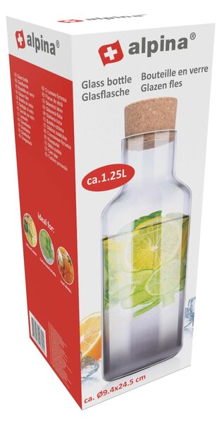 Skleněná láhev s uzávěrem ALPINA 1200ml šedá