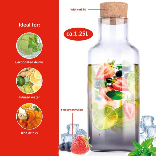 Skleněná láhev s uzávěrem ALPINA 1200ml šedá