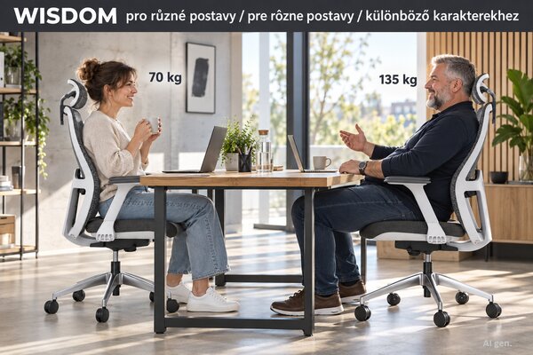 Mercury Kancelářská židle WISDOM, šedý plast, tmavě šedá