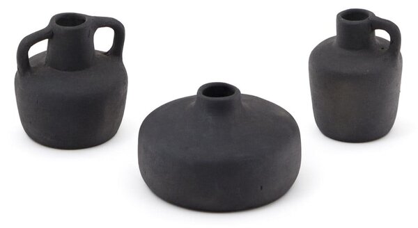 Černé terakotové vázy v sadě 3 ks (výška 6 cm) Sofra – Kave Home