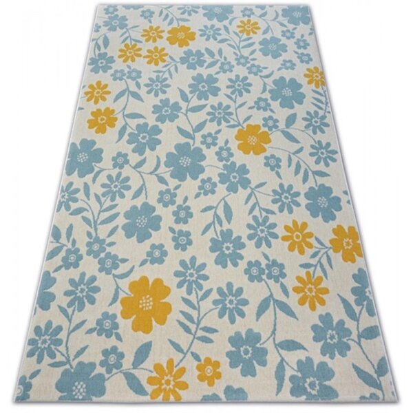 Dětský kusový koberec PP Modré kvítí krémový 120x170cm