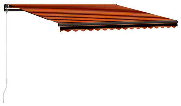 Ručně zatahovací markýza s LED světlem 450x300 cm oranžovohnědá