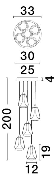 Nova Luce Zlaté skleněné závěsné LED světlo Alish 33 cm