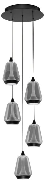 Nova Luce Kouřově šedé skleněné závěsné LED světlo Alish 33 cm