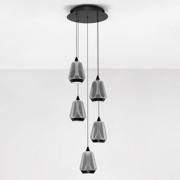 Nova Luce Kouřově šedé skleněné závěsné LED světlo Alish 33 cm
