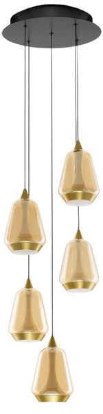 Nova Luce Zlaté skleněné závěsné LED světlo Alish 33 cm