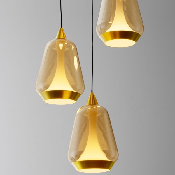 Nova Luce Zlaté skleněné závěsné LED světlo Alish 33 cm