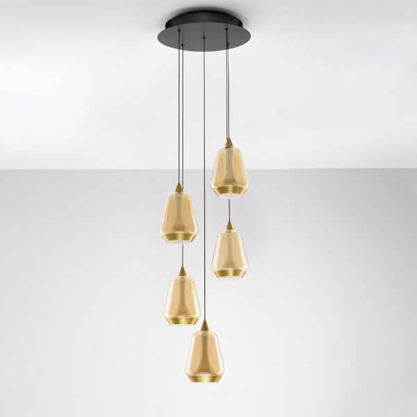 Nova Luce Zlaté skleněné závěsné LED světlo Alish 33 cm