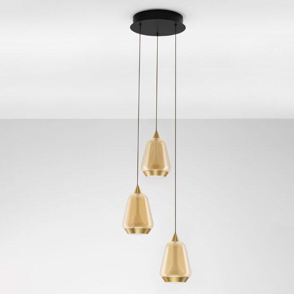 Nova Luce Zlaté skleněné závěsné LED světlo Alish 28 cm