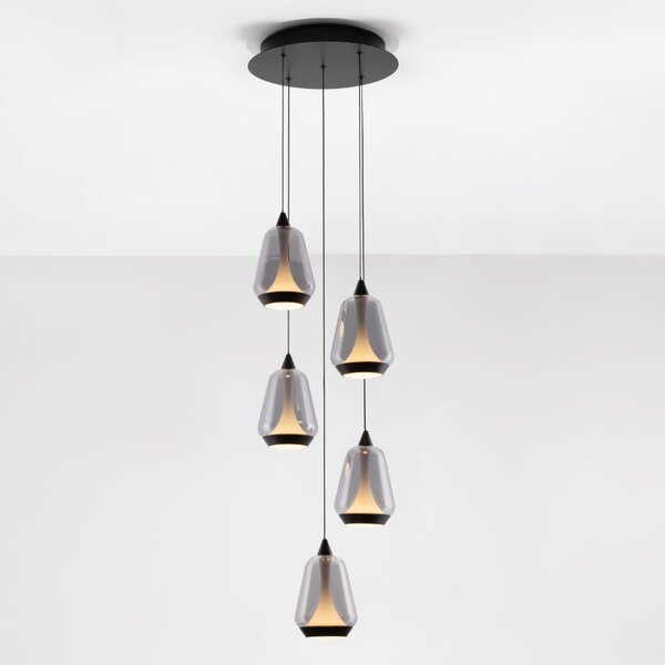 Nova Luce Kouřově šedé skleněné závěsné LED světlo Alish 33 cm