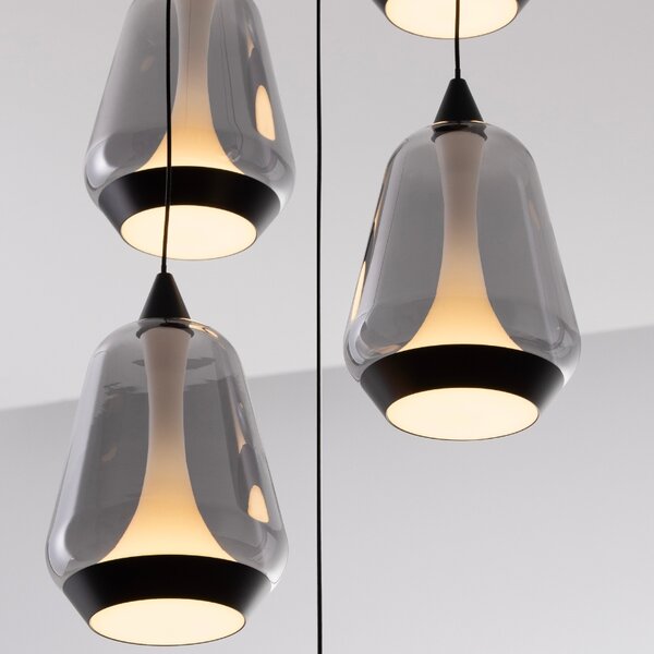 Nova Luce Kouřově šedé skleněné závěsné LED světlo Alish 33 cm