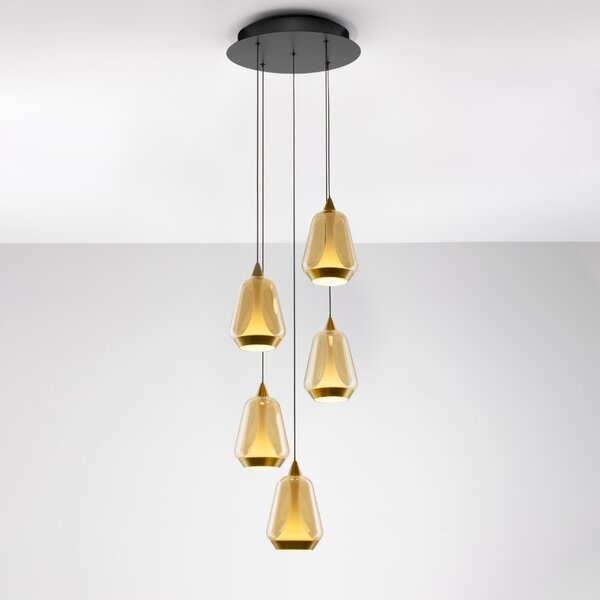 Nova Luce Zlaté skleněné závěsné LED světlo Alish 33 cm
