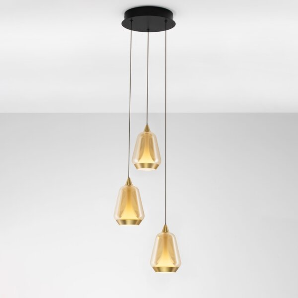 Nova Luce Zlaté skleněné závěsné LED světlo Alish 28 cm